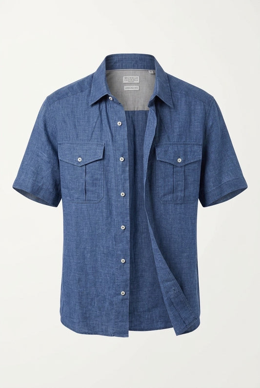Chemise homme à manches courtes Brunello Cucinelli – Seconde main luxe – VestiaireFMR Genève Suisse
