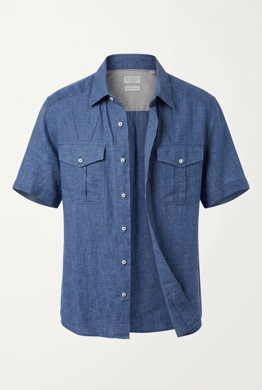 Chemise homme à manches courtes Brunello Cucinelli – Seconde main luxe – VestiaireFMR Genève Suisse