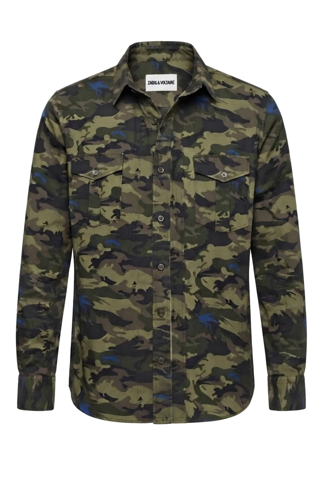 Chemise Zadig & Voltaire camouflage kaki, manches longues et deux poches à rabat — Seconde Main VestiaireFMR