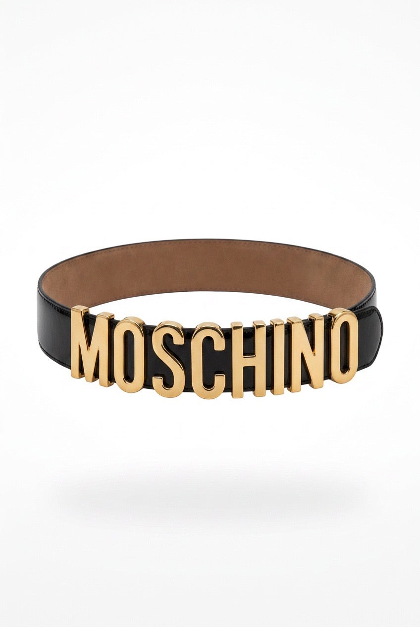 Ceinture Moschino femme en cuir fabrication par Redwall – Seconde main luxe – VestiaireFMR Genève Suisse
