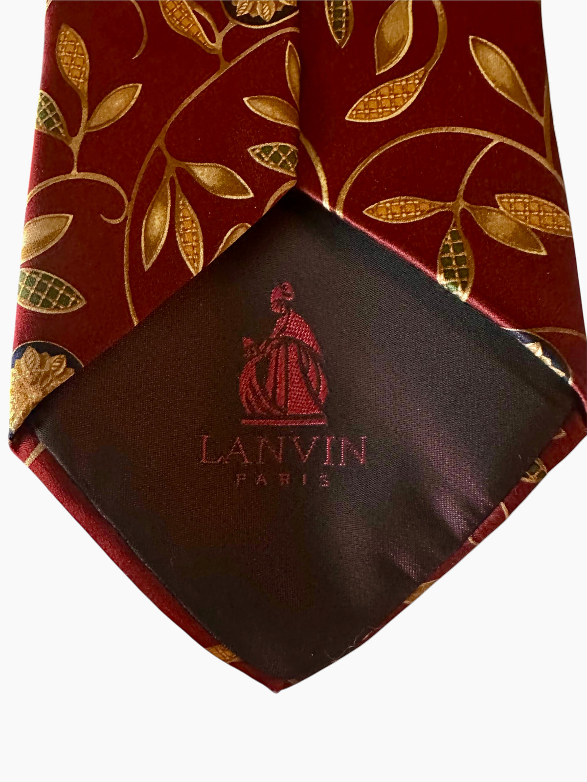 Lanvin Paris Cravate Soie Brun Vintage Made in France