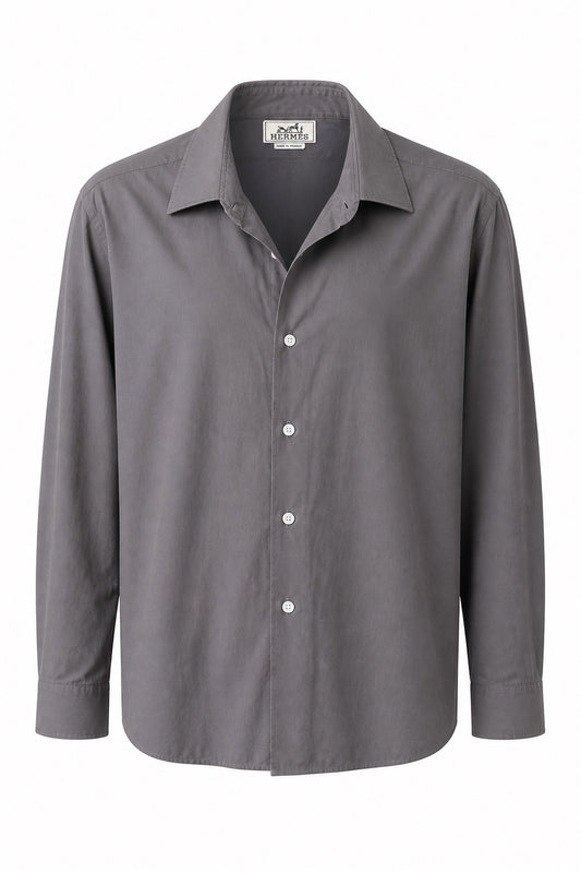 Chemise Homme Hermès grise – Seconde main luxe – VestiaireFMR Genève Suisse