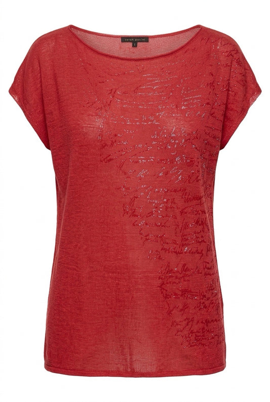 Haut rouge en lin Sarah Pacini - Seconde main luxe - VestiaireFMR Genève Suisse
