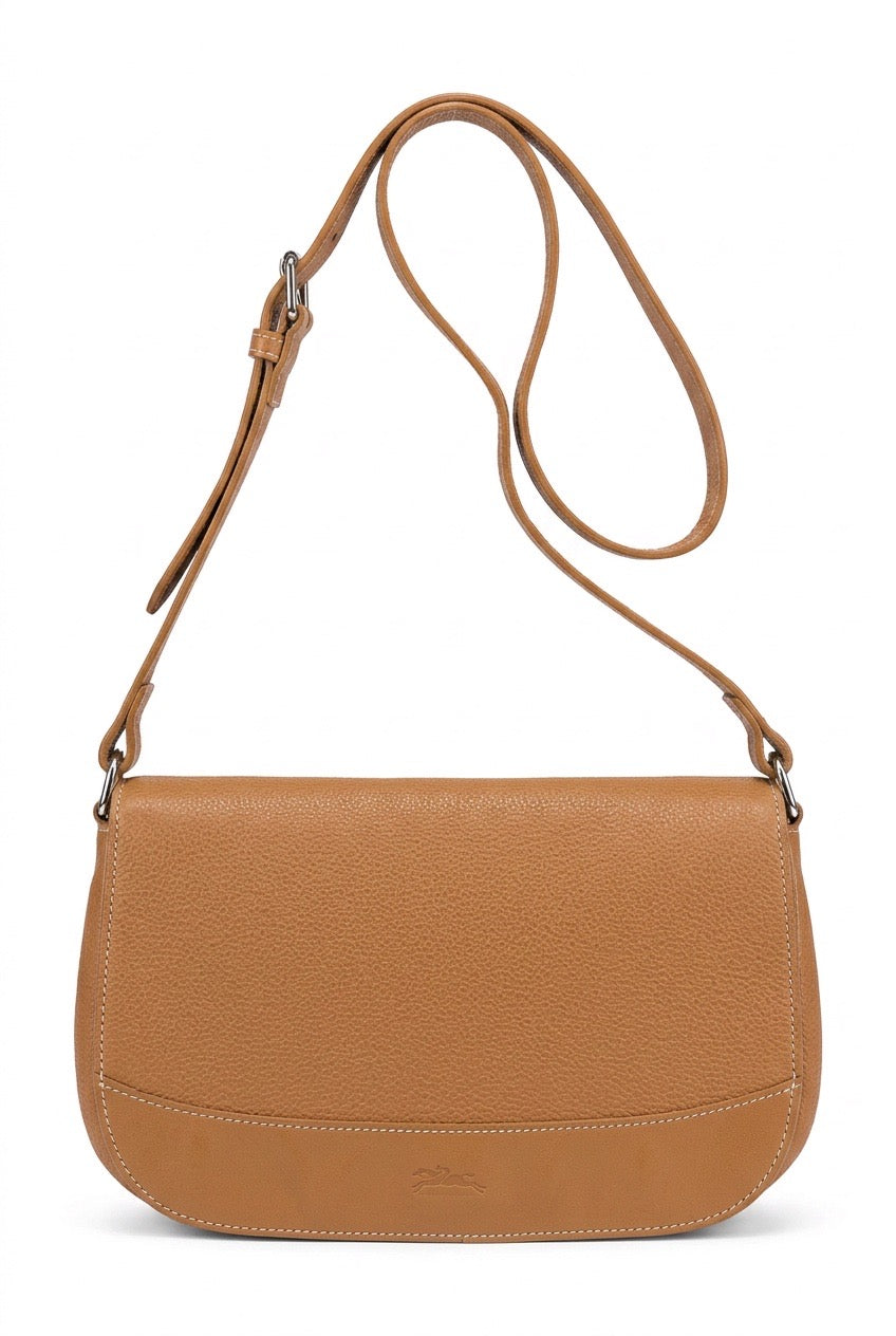 Sac a bandoulière roseau cuir beige Longchamp – Seconde main luxe – VestiaireFMR Genève Suisse