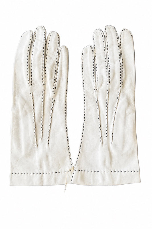 Gants en cuir blanc Ramax Grenoble vinatage – Seconde main luxe – VestiaireFMR Genève Suisse