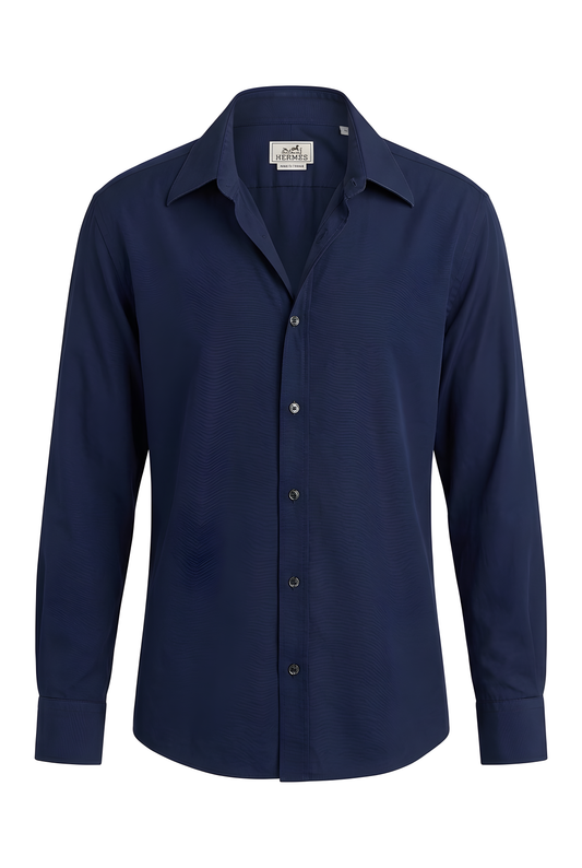 Chemise en coton bleu Hermès - Seconde main luxe - VestiaireFMR Genève Suisse