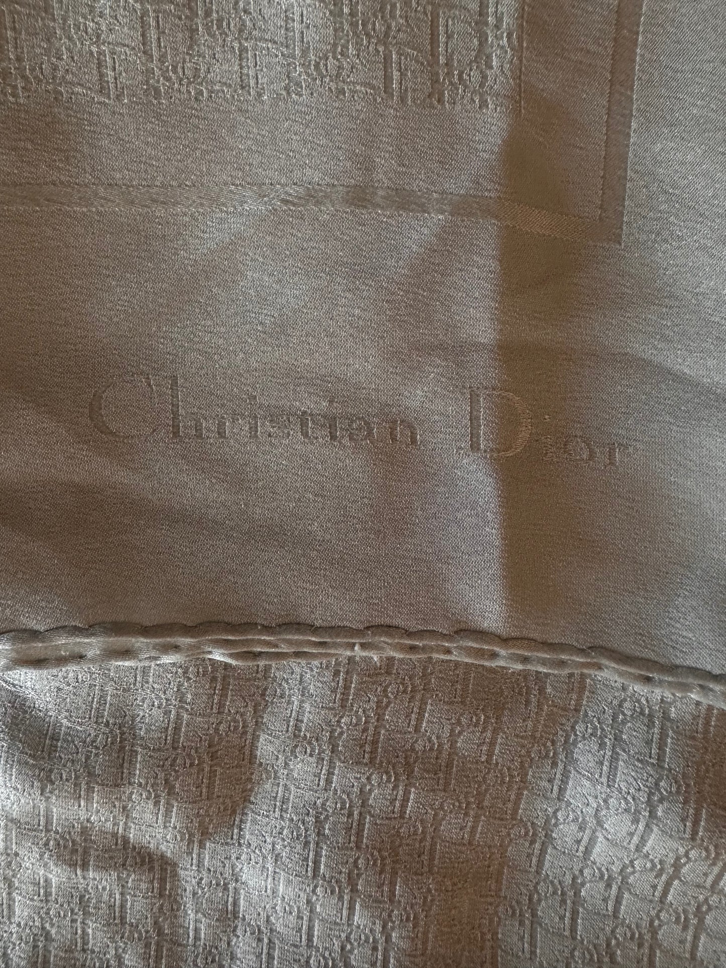 Christian Dior Carré de Soie Monogramme Gris Clair Vintage
