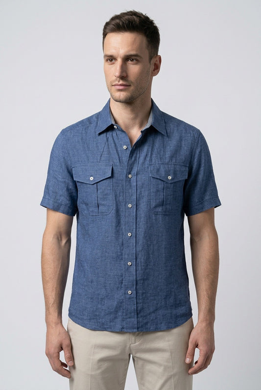 Homme portant une chemise à manches courtes Brunello Cucinelli – Seconde main luxe – VestiaireFMR Genève Suisse