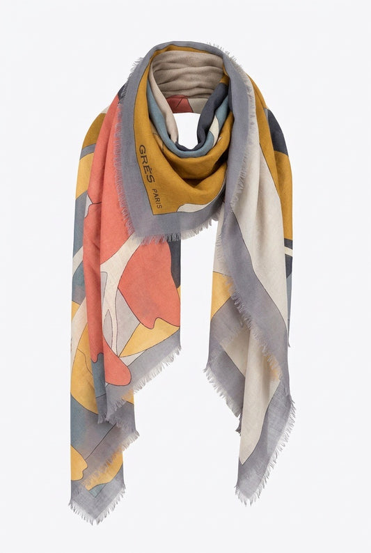 Foulard étole vintage en  laine et soie Grès Paris – Seconde main luxe – VestiaireFMR Genève Suisse