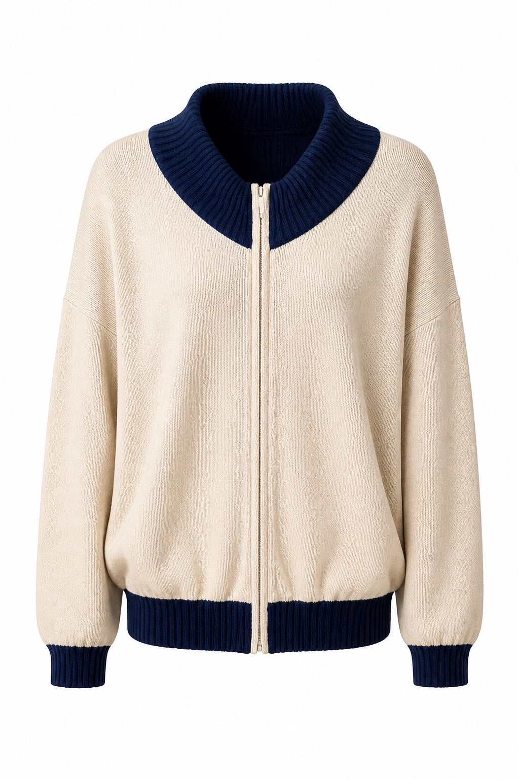Pull homme zippé Francesco Smalto réversible en cachemire de face couleur blanc cassé – Seconde main luxe – VestiaireFMR Genève Suisse