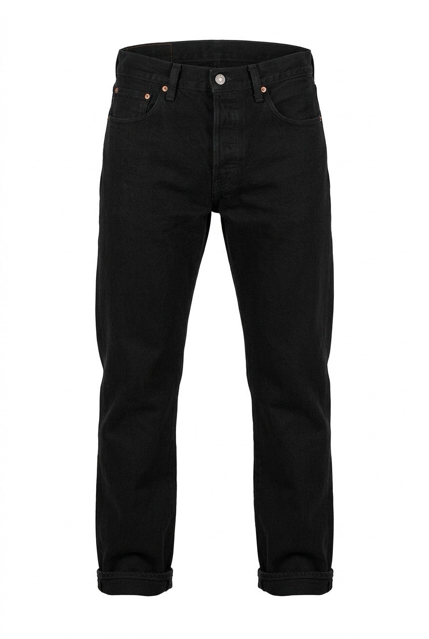 Levi’s 501 jean noir en coton, vue de face avec poches et rivets métalliques — Seconde Main VestiaireFMR

