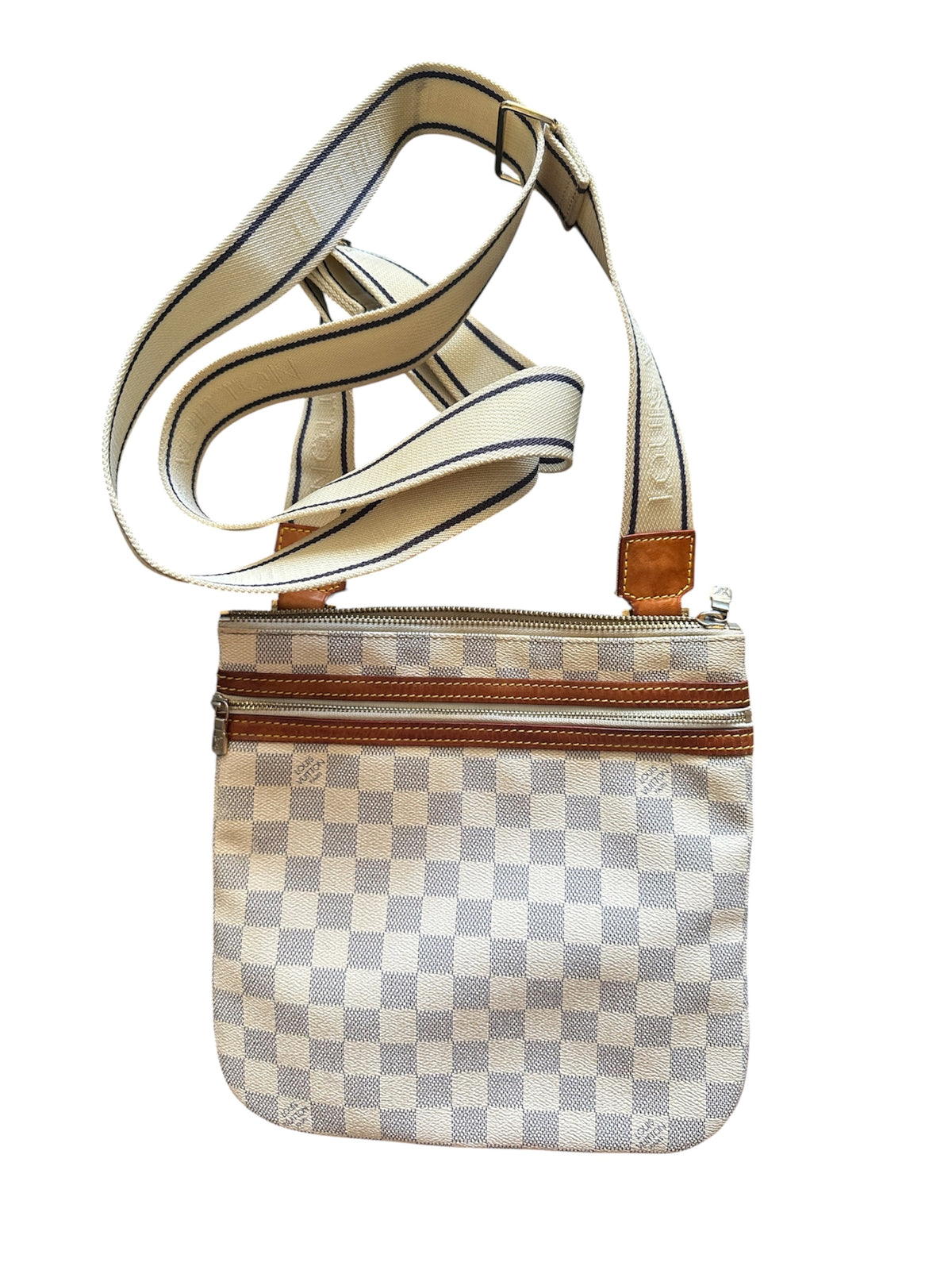 Louis Vuitton Sacoche en cuir Damier Graphite toile blanc cassé et Gris – Seconde main luxe – VestiaireFMR Genève Suisse