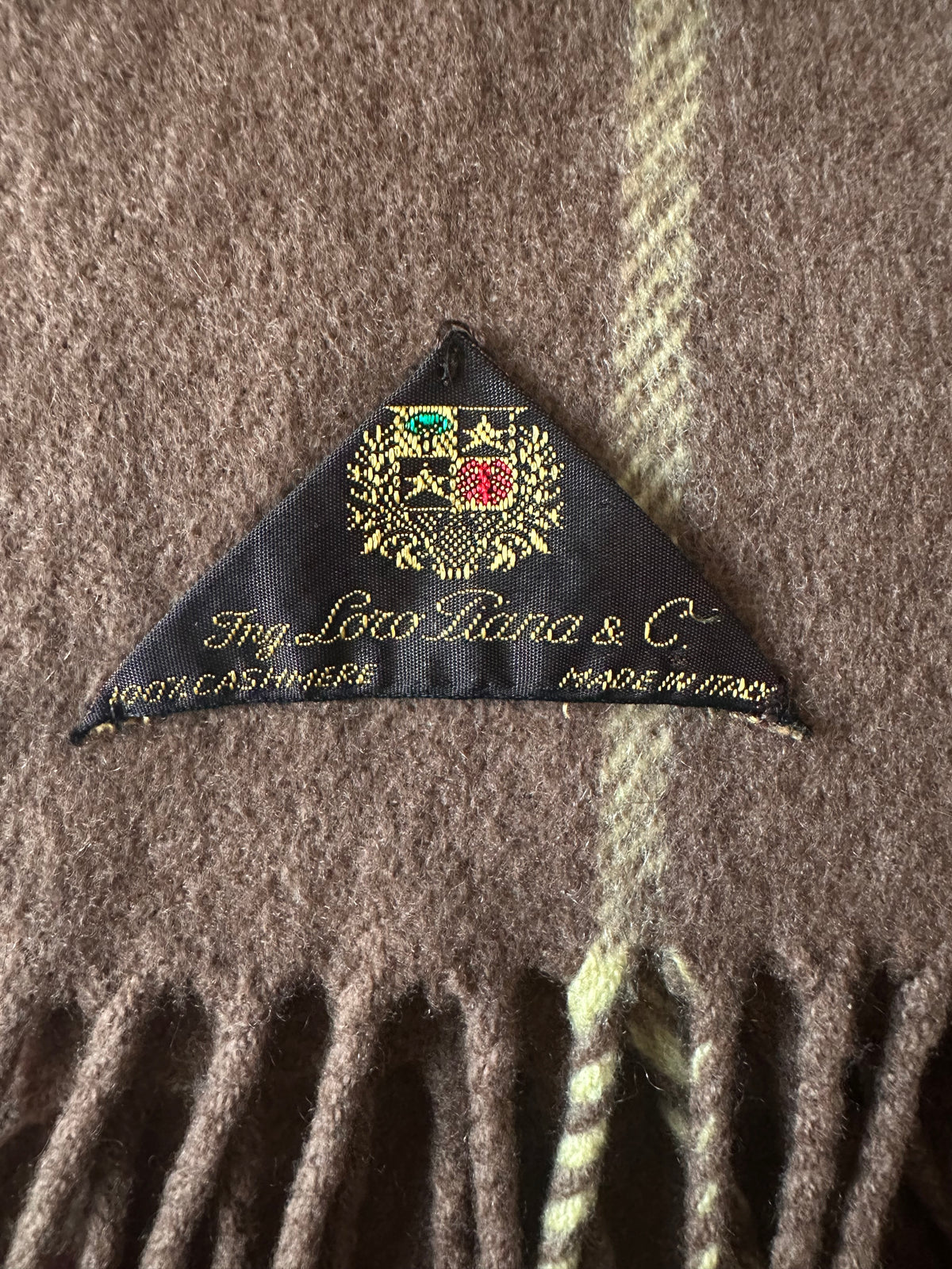 Loro Piana Écharpe Vintage Pur Cachemire Carreaux Marron Archive