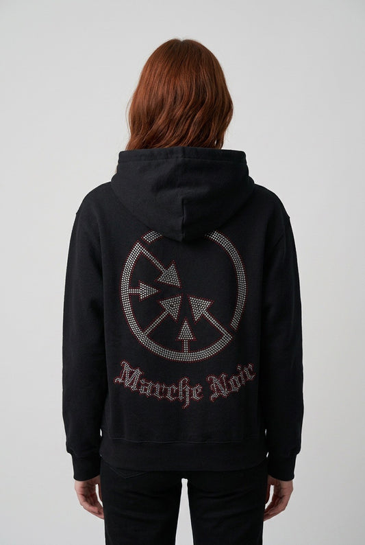 Femme de dos portant un sweat zippé à capuche M+rc Noir - Seconde main luxe – VestiaireFMR Genève Suisse