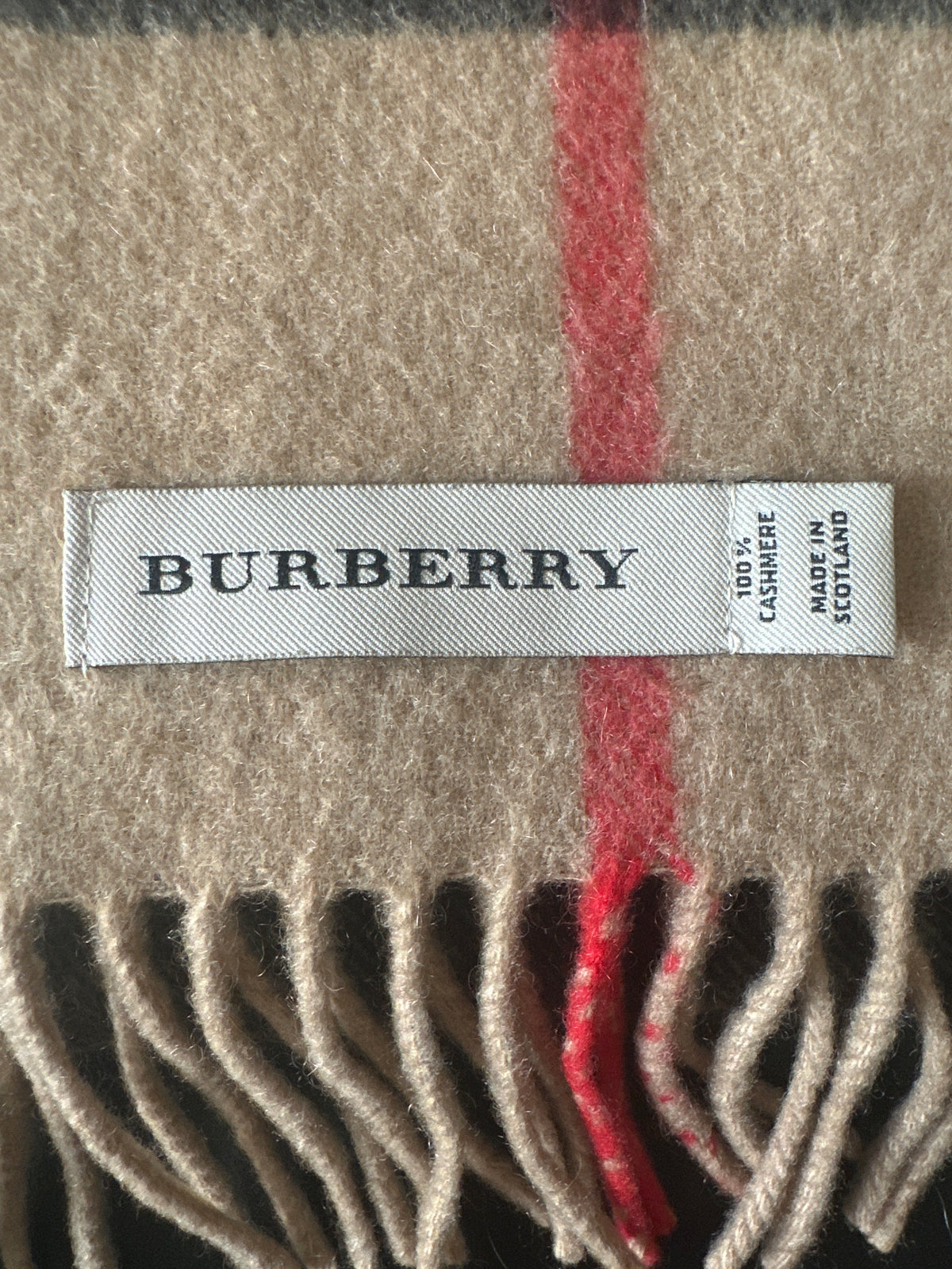 Burberry Écharpe Cachemire Motif Vintage Check Camel Ecosse