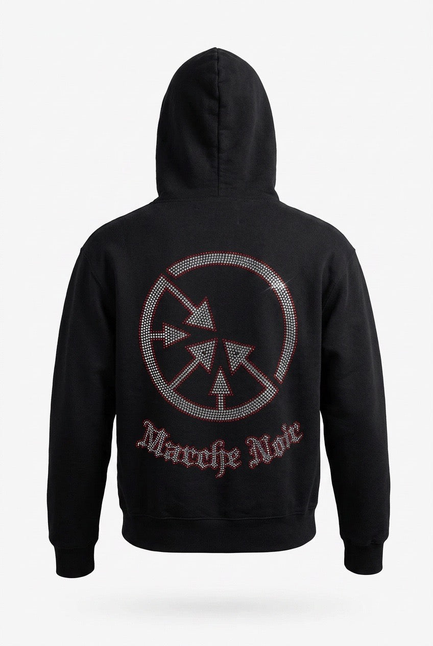 Sweat zippé à capuche M+rc Noir  de dos pour femme - Seconde main luxe – VestiaireFMR Genève Suisse