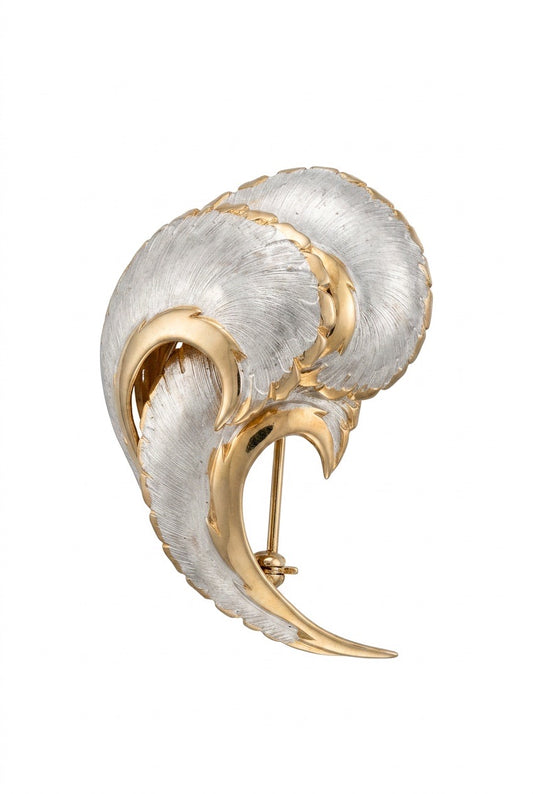 Broche Coro en métal doré guilloché Vintage - seconde main luxe - Vestiairefmr Genève Suisse