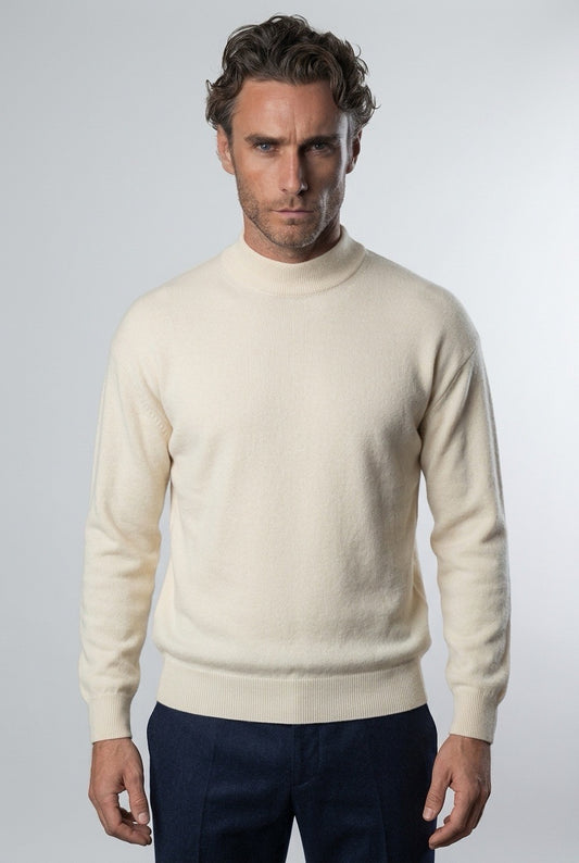Pull Rodier vintage laine jaune sur mannequin homme – Seconde Main luxe – VestiaireFMR Genève Suisse