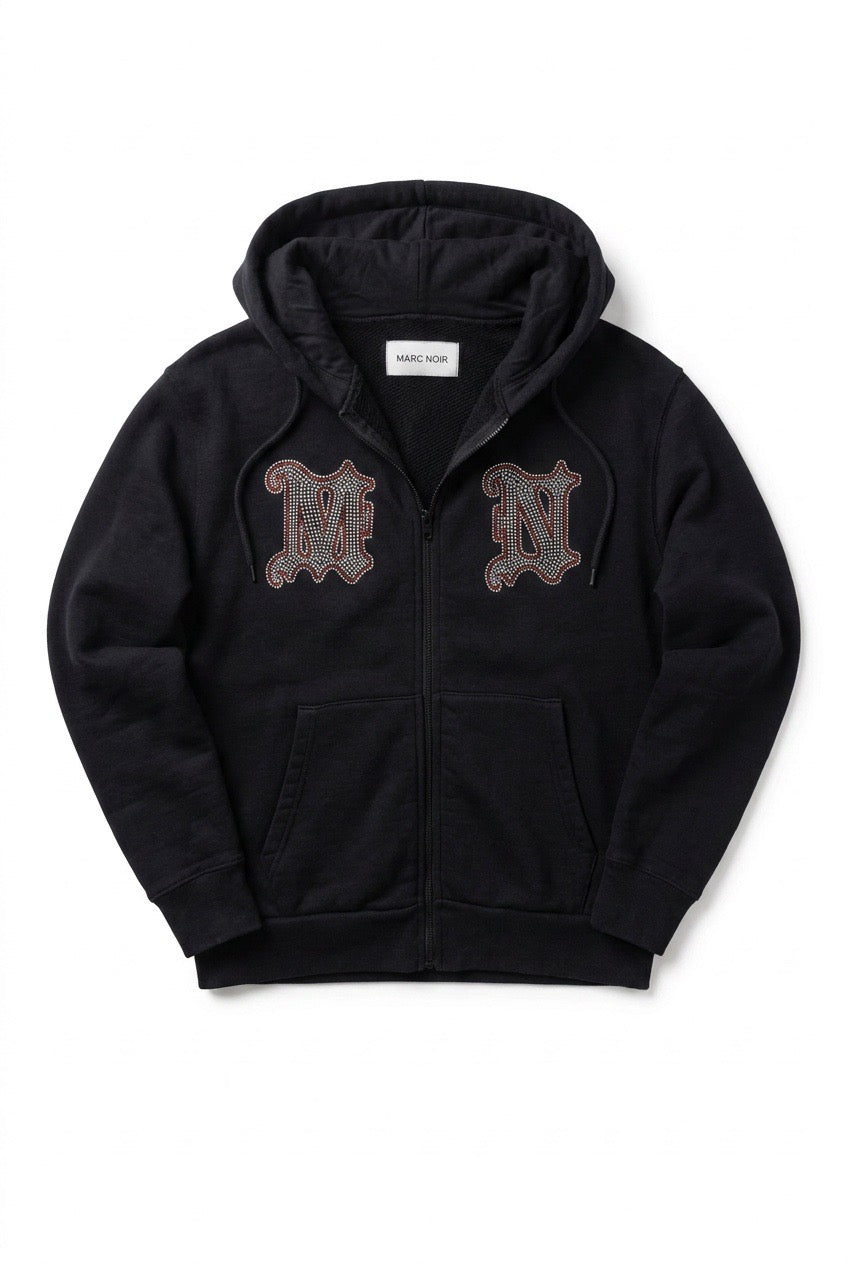 Sweat zippé à capuche M+rc Noir femme de face - Seconde main luxe – VestiaireFMR Genève Suisse