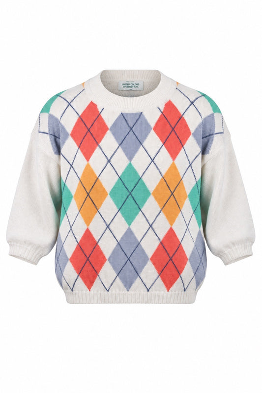Pull Benetton vintage oversize coton face — Seconde Main VestiaireFMR