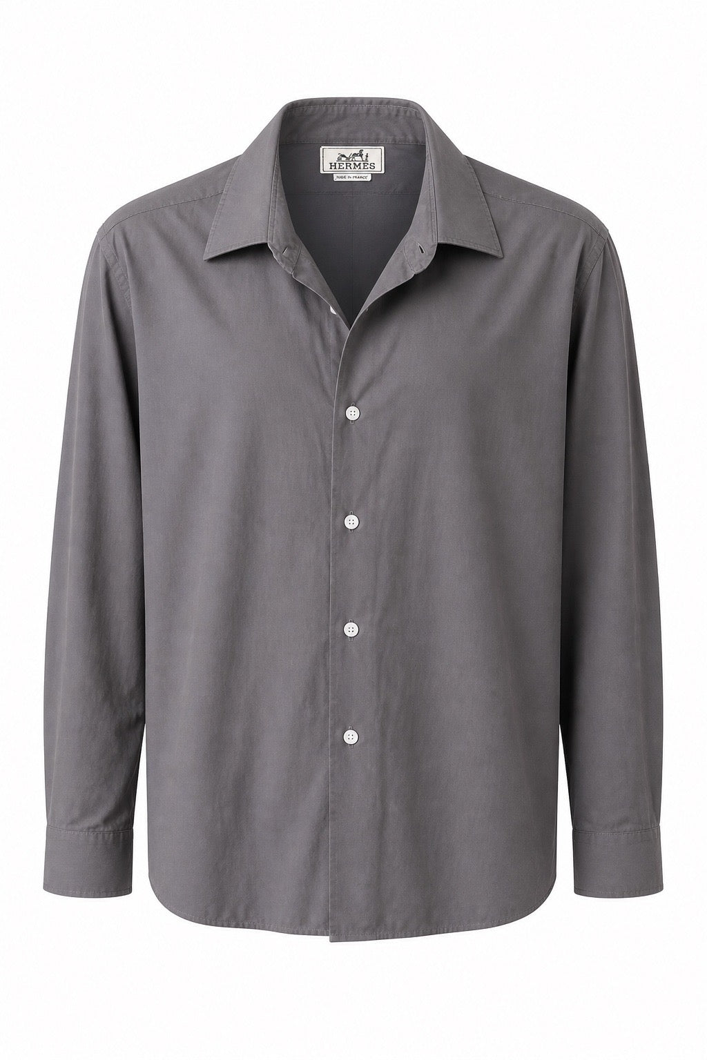 Chemise Homme Hermès grise – Seconde main luxe – VestiaireFMR Genève Suisse