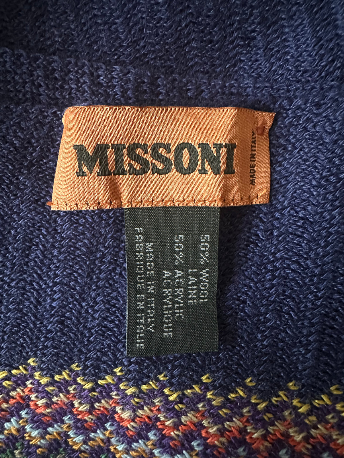 Missoni Écharpe Zigzag Multicolore Laine Acrylique Made in Italy