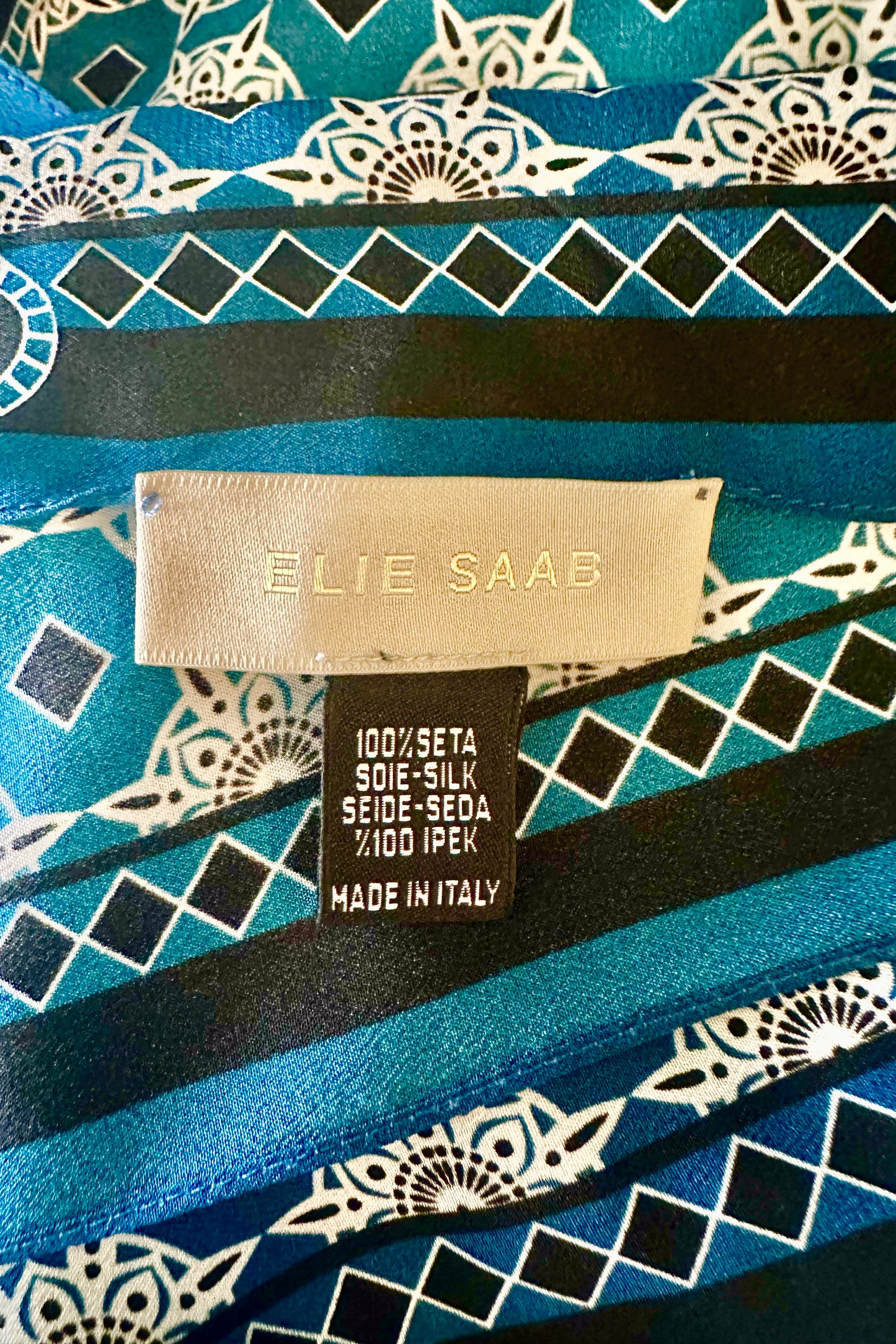 Elie Saab Beyrouth Écharpe Soie Motifs Orientaux Vintage Made in Italy