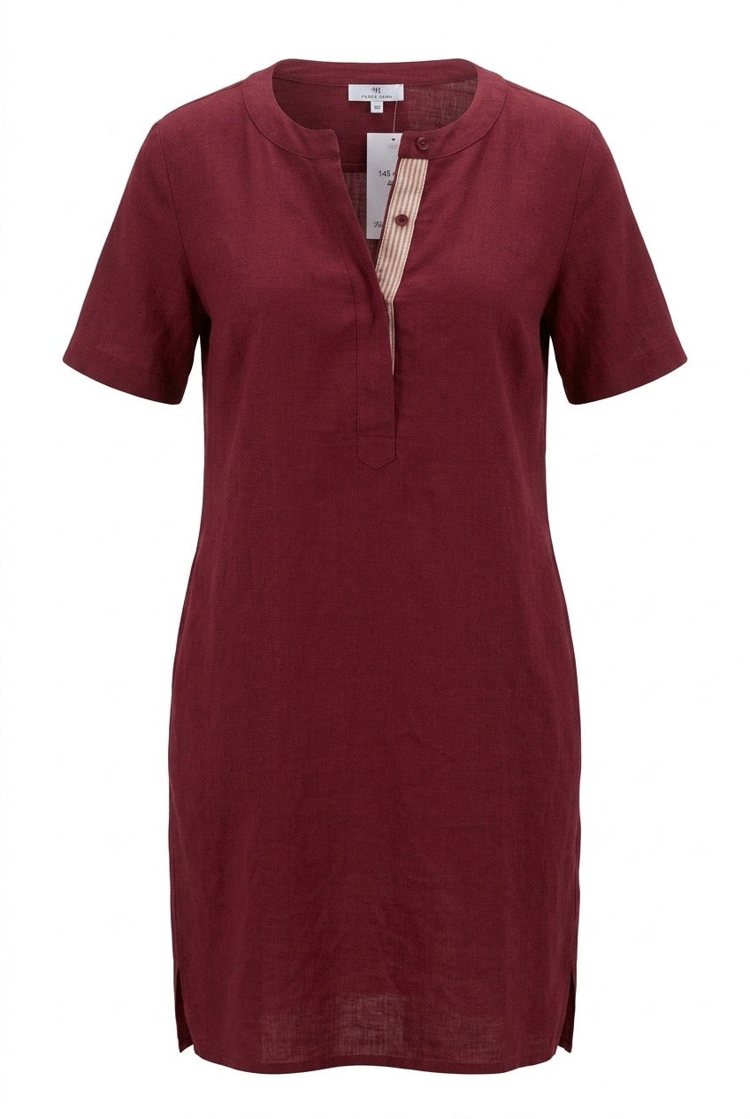Robe en lin bordeaux neuve Peter Hahn - Seconde main luxe - VestiaireFMR Genève Suisse
