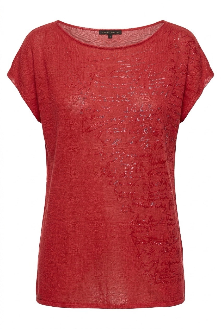 Haut rouge en lin Sarah Pacini - Seconde main luxe - VestiaireFMR Genève Suisse