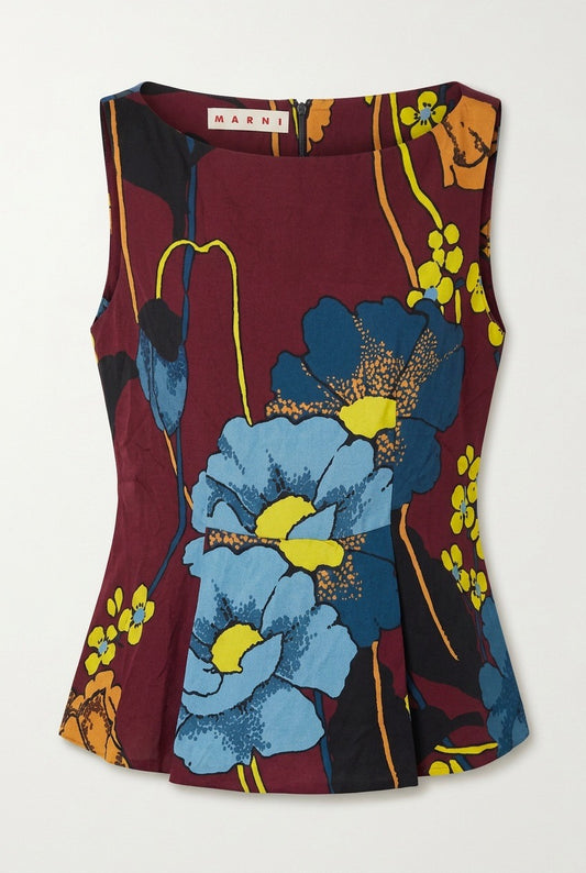 Haut sans manches Marni imprimé floral viscose – Seconde Main luxe – VestiaireFMR Genève Suisse"