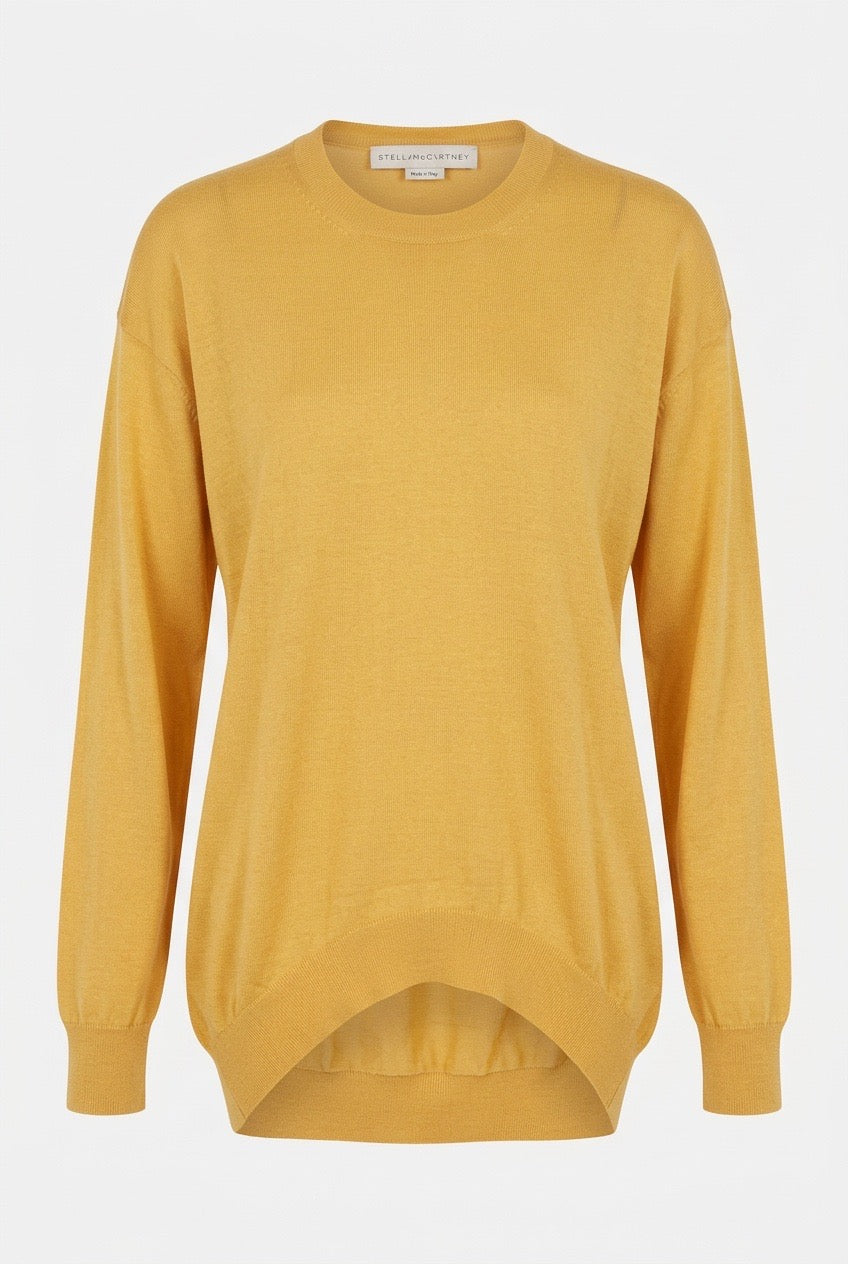 Pull Stella McCartney laine soie jaune  oversize – Seconde Main luxe _ Vestiairefmr Genève Suisse