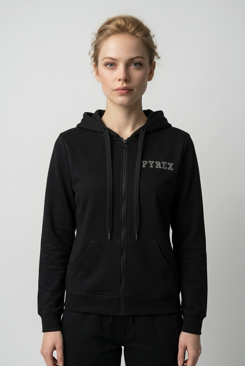 Pyrex Italia sweat-shirt graphique strass coton — Seconde Main VestiaireFMR