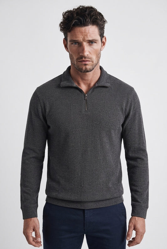 Sweat-shirt Ralph Lauren Black Label coton gris finitions cuir — VestiaireFMR

