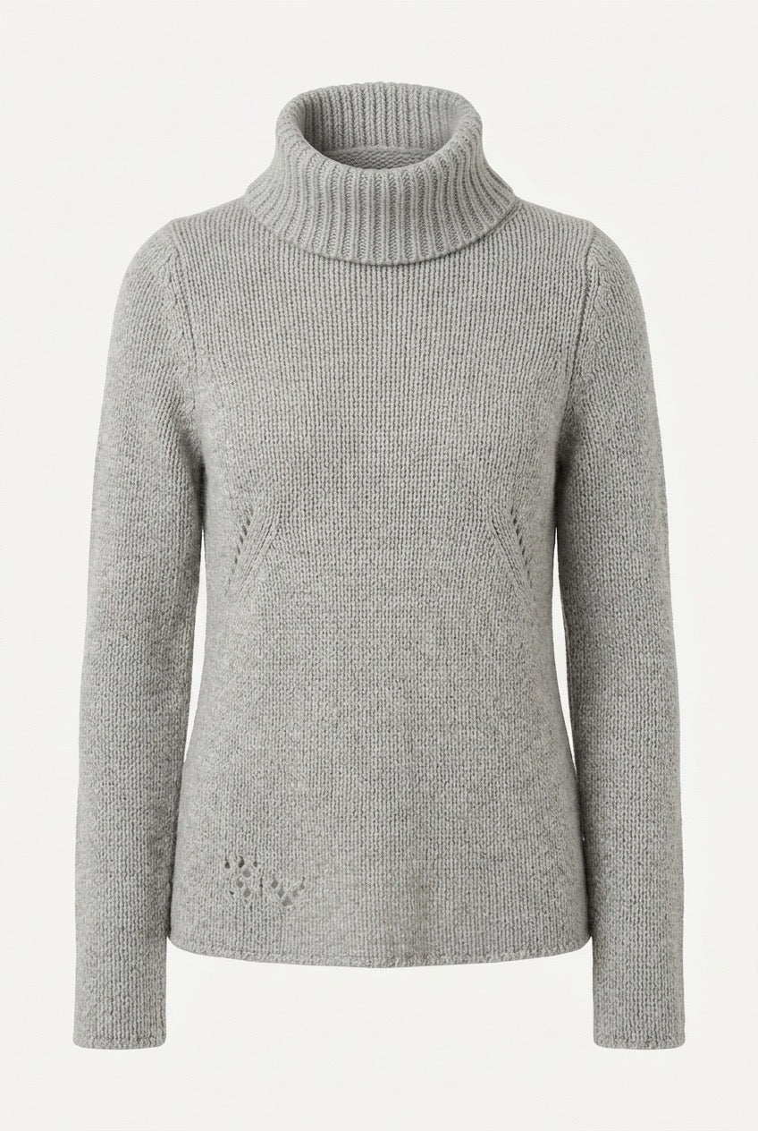  Zadig & Voltaire pull gris à col roulé, manches longues et détail ajouré au bas — Seconde Main VestiaireFMR