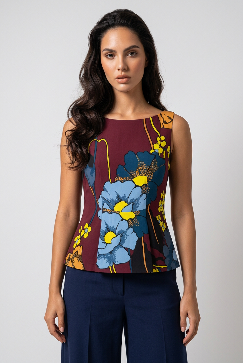 Femme avec Haut Marni fleuri vintage – Seconde main luxe – VestiaireFMR Genève Suisse