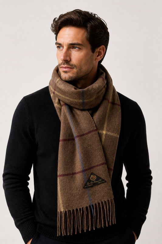 Homme portant une écharpe Loro Piana  – Seconde main luxe – VestiaireFMR Genève Suisse