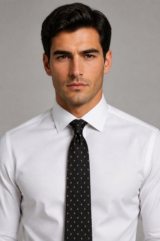 Homme portant une cravate en soie  vintage Polo Ralph Lauren – Seconde main luxe – VestiaireFMR Genève Suisse