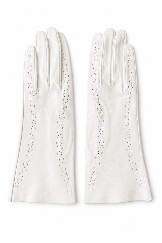 Gant en cuir blanc Ramax Grenobe vintage – Seconde main luxe – VestiaireFMR Genève Suisse