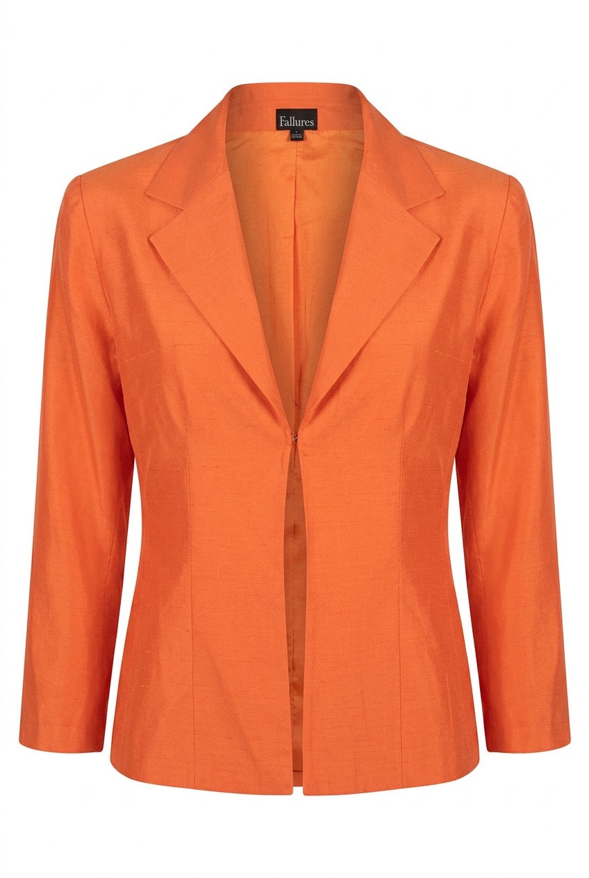 Blazer en soie orange Spengler Allures – Seconde main luxe – VestiaireFMR Genève Suisse