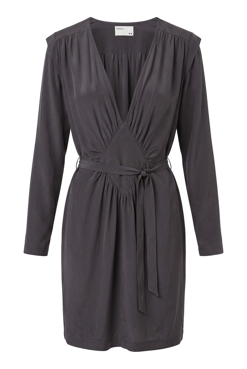 Robe Rützou en Soie Anthracite – Seconde main luxe – VestiaireFMR Genève Suisse