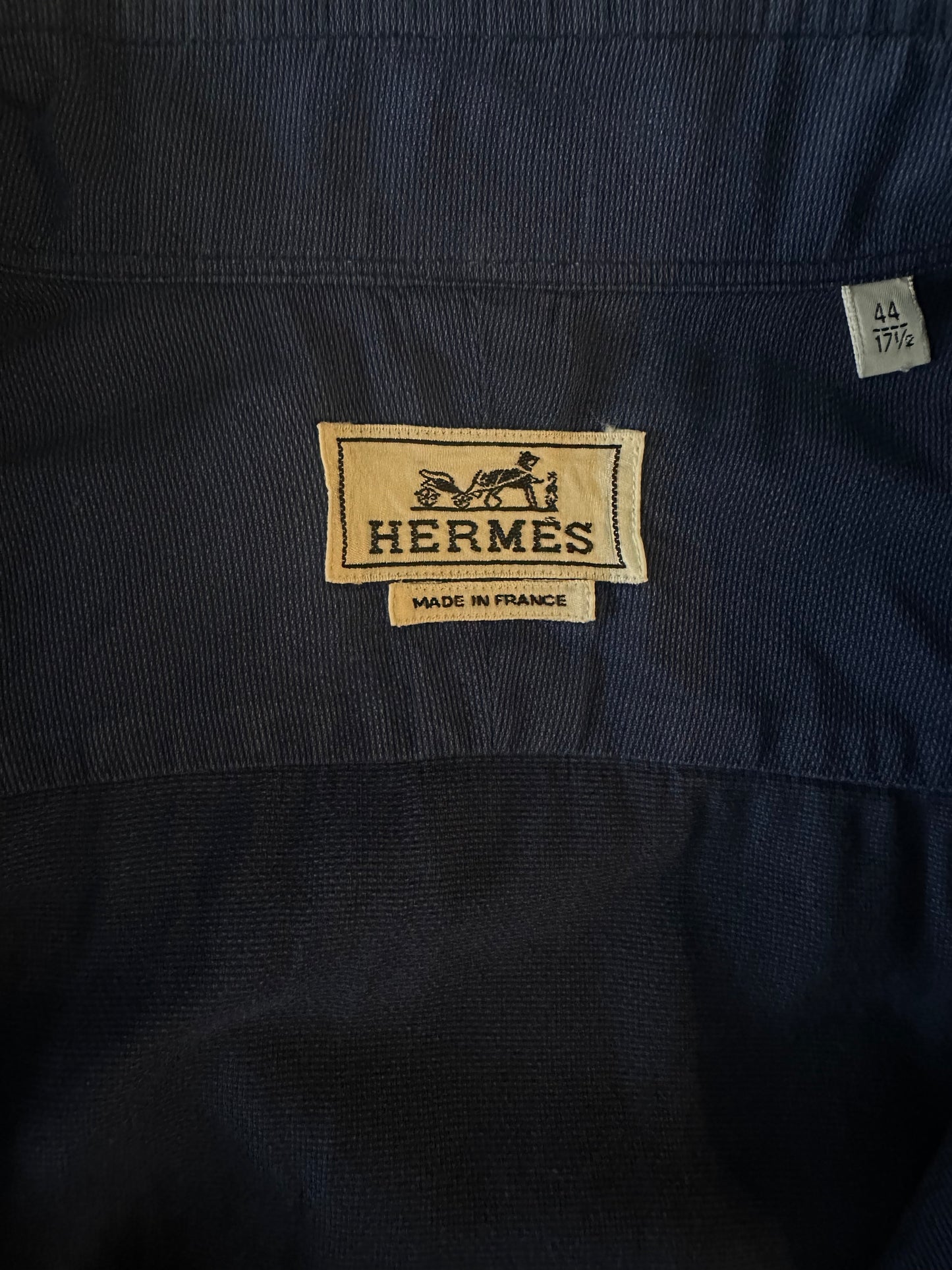 Hermès Paris Chemise Coton Bleu Nuit Boutons Manchettes