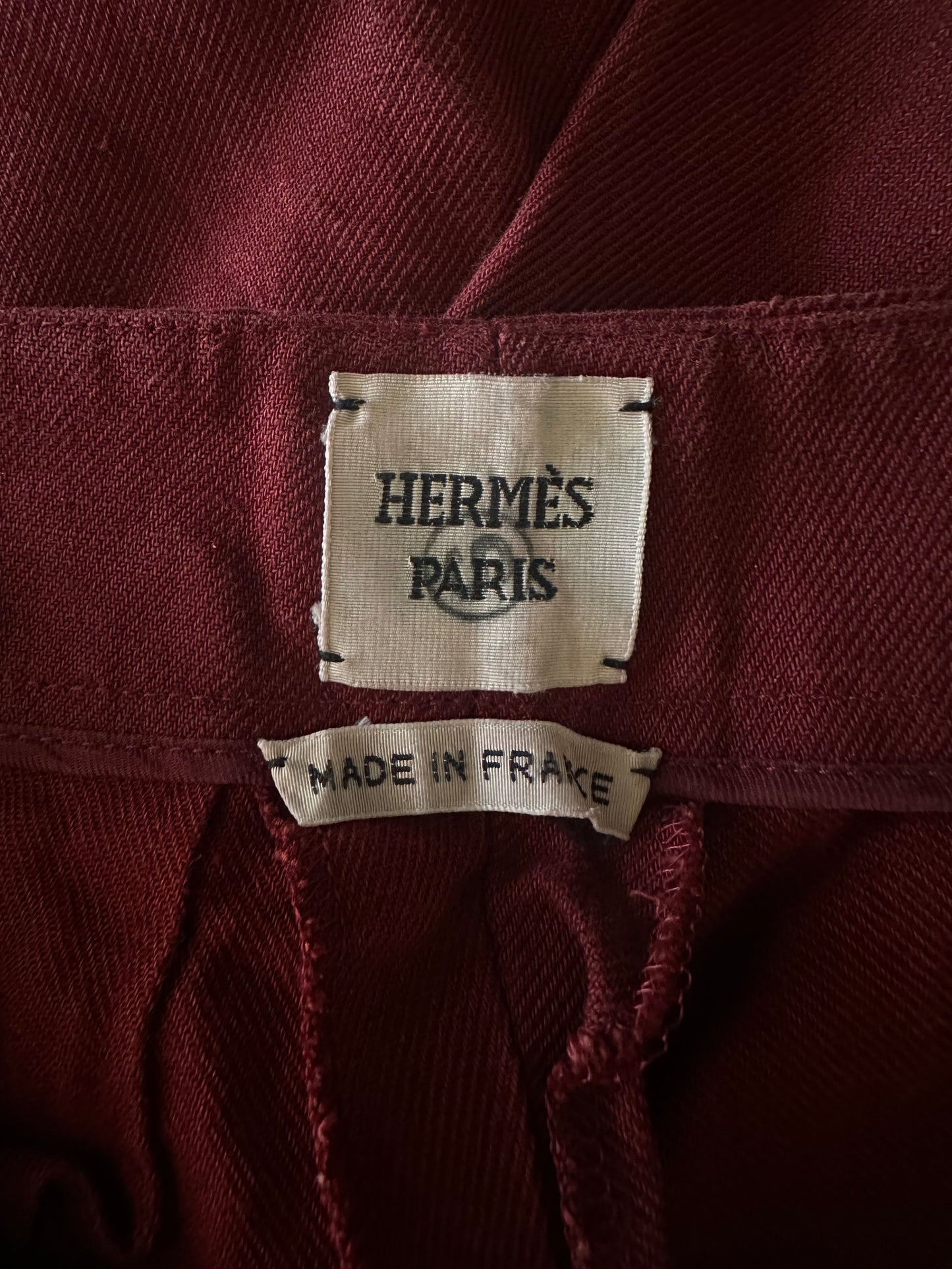 Hermès Paris Pantalon Lin Rouge Brique Vintage