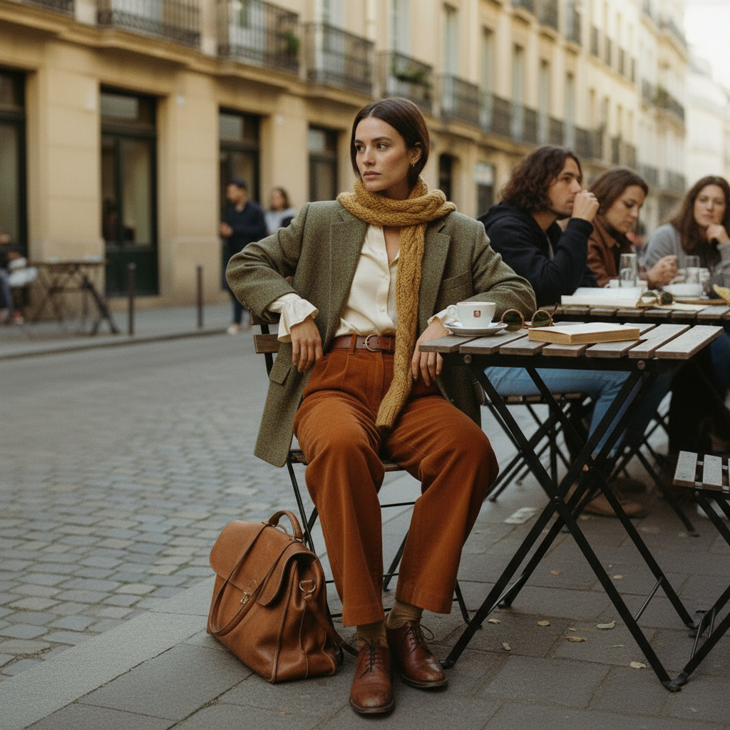 Femme Vintage café terrasse - Mode vintage casual seconde main – VestiaireFMR Genève Suisse